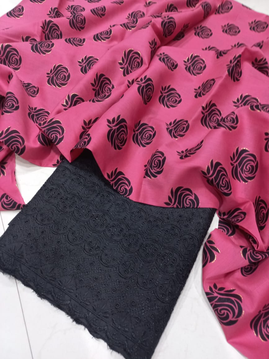 Printed 2 Pcs With Chikan Trouser