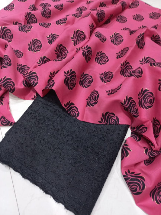 Printed 2 Pcs With Chikan Trouser