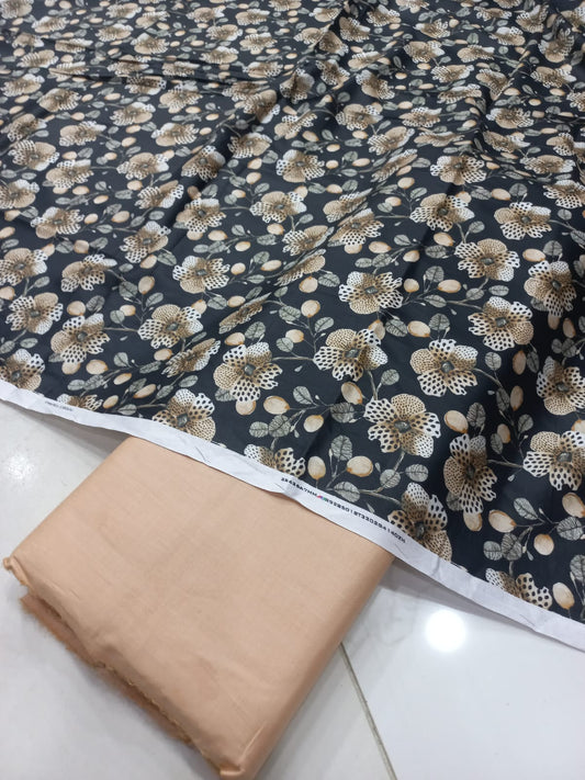 Mix Brand 2 Pcs Printed Suit With Plain Trouser