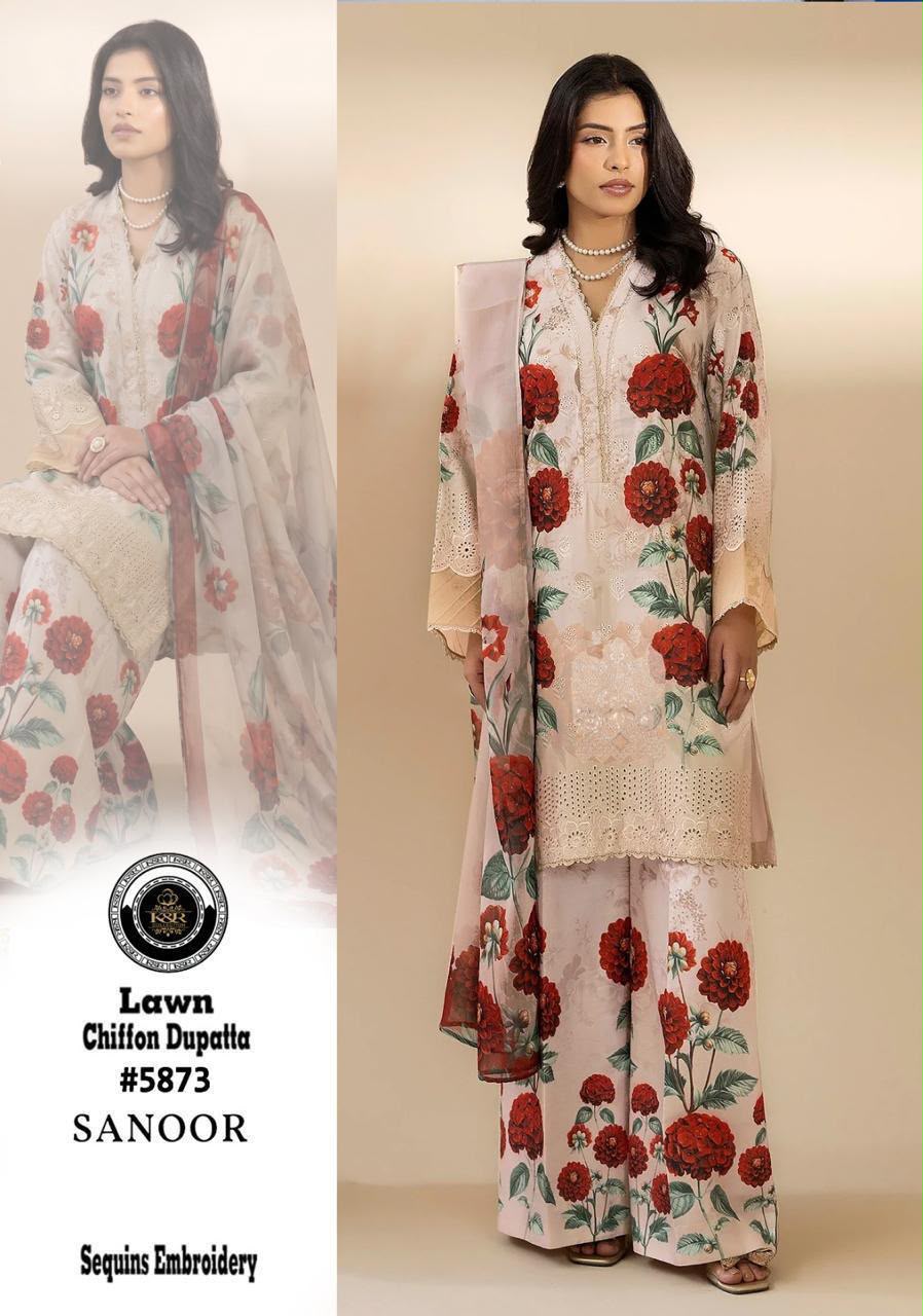 K&R Lawn Shirt with Sequence Embroidery
