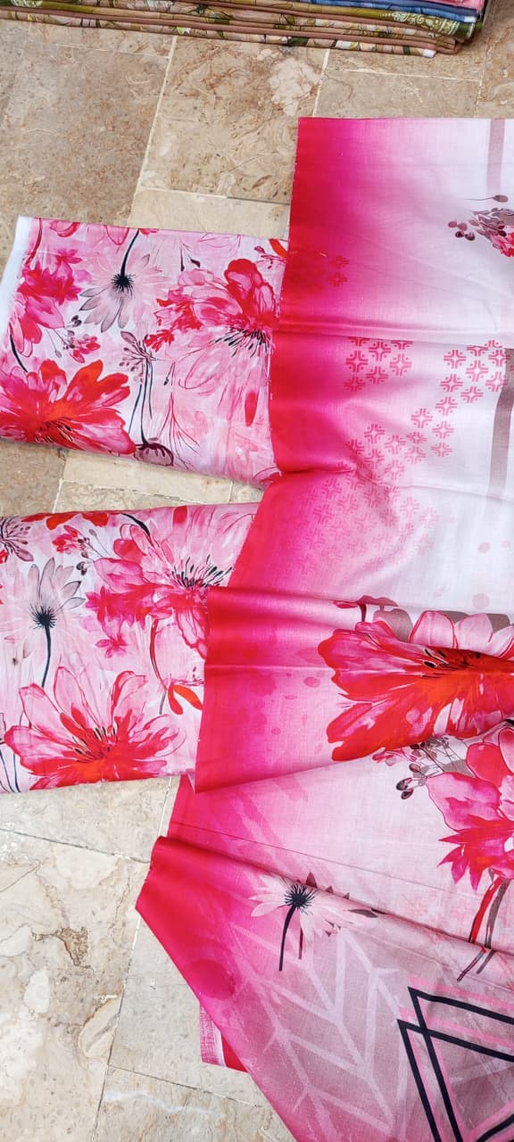 Mix Brand 3 Pcs Digital  Printed Lawn Al-Karam Kasturi
