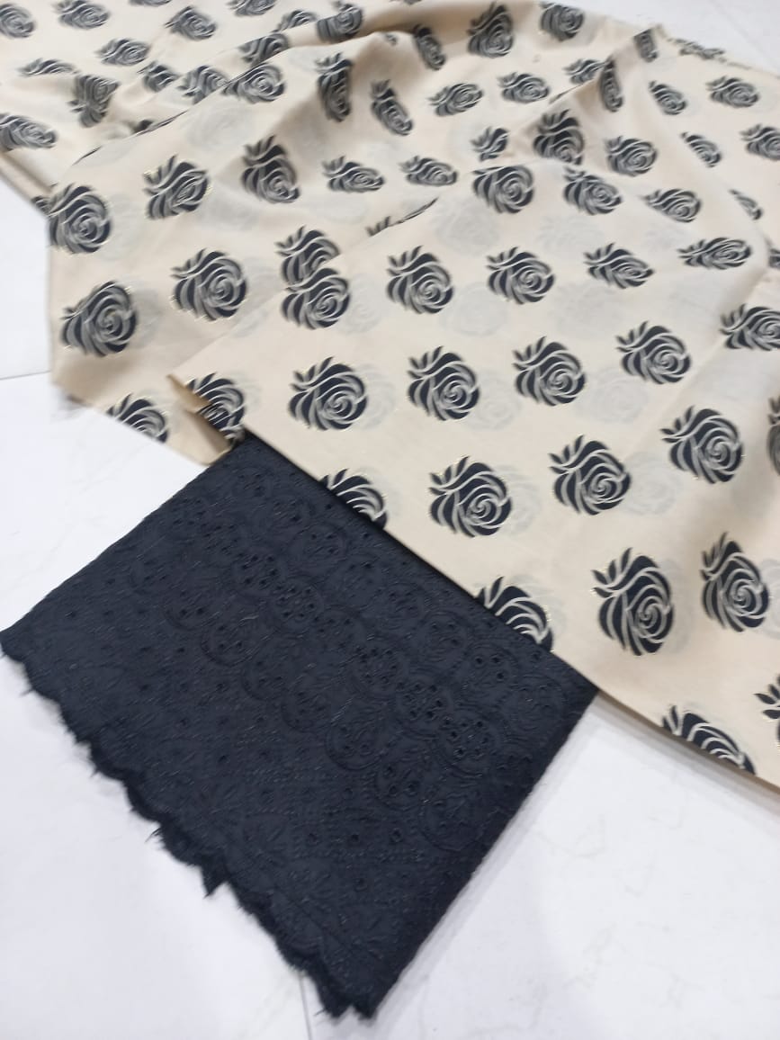 Printed 2 Pcs With Chikan Trouser