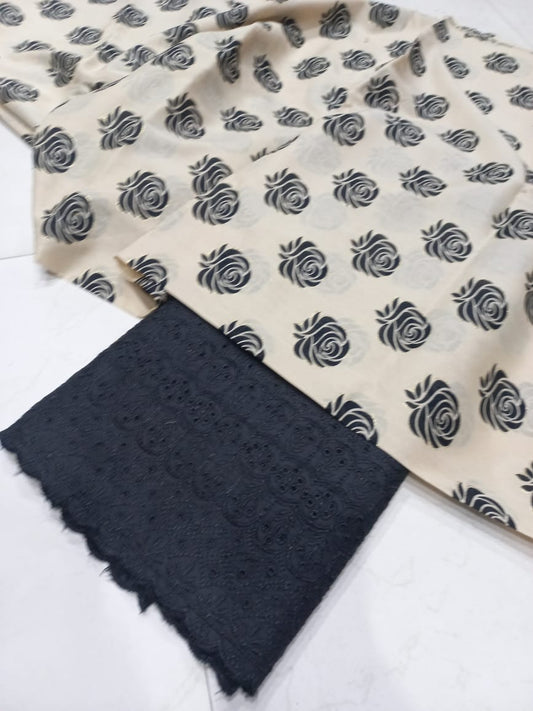 Printed 2 Pcs With Chikan Trouser
