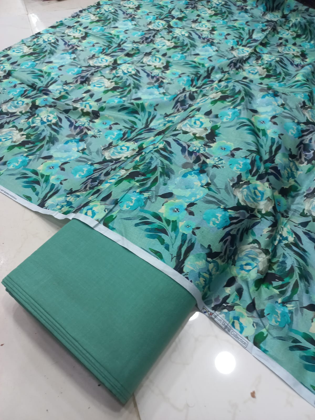 Mix Brand 2 Pcs Printed Suit With Plain Trouser