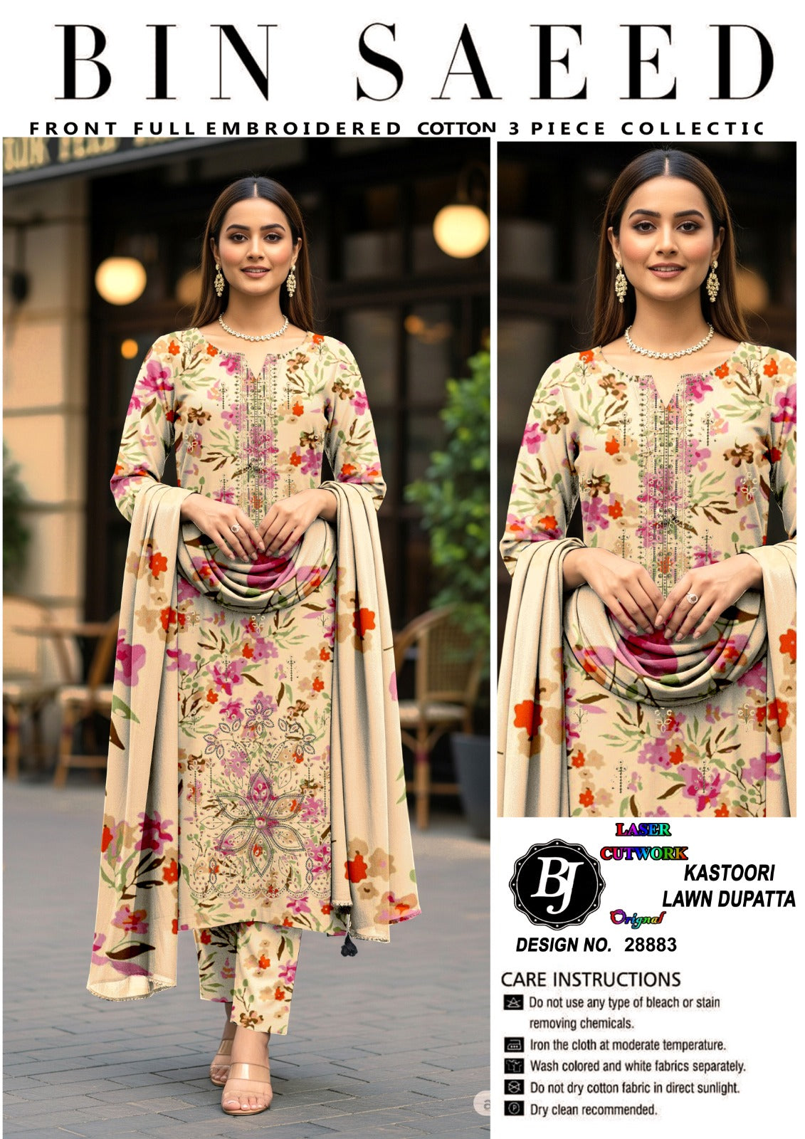 BJ Cotton With Lawn Dupatta
