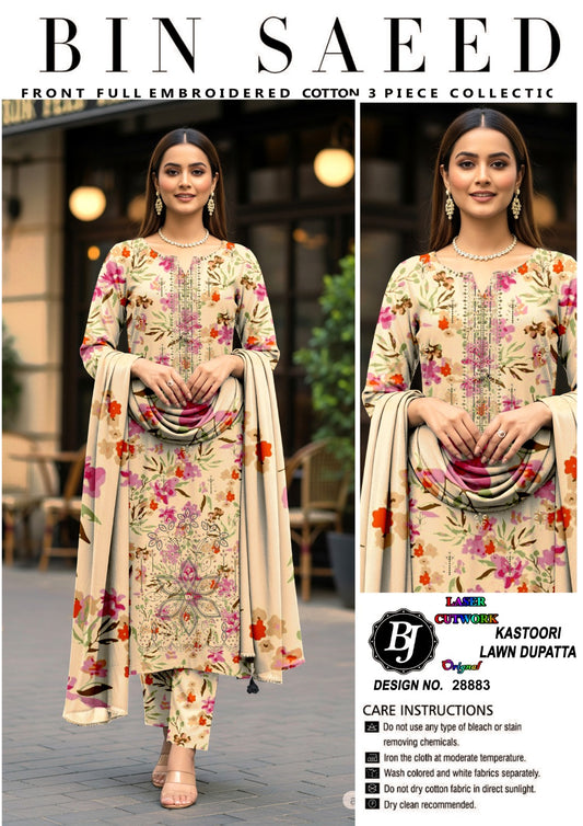 BJ Cotton With Lawn Dupatta