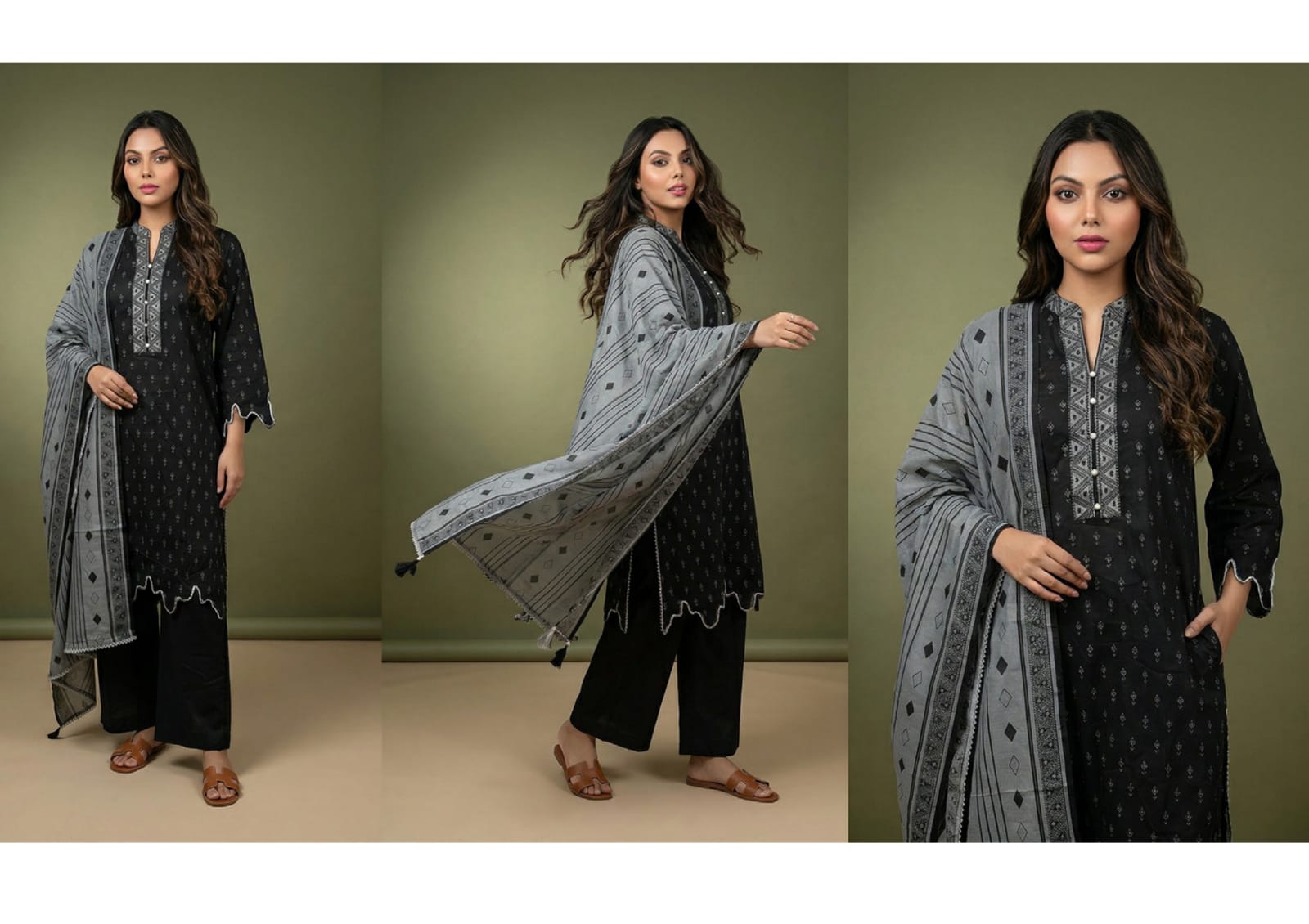 BLACK & WHITE DIGITAL PRINED LAWN COLLECTION 2026