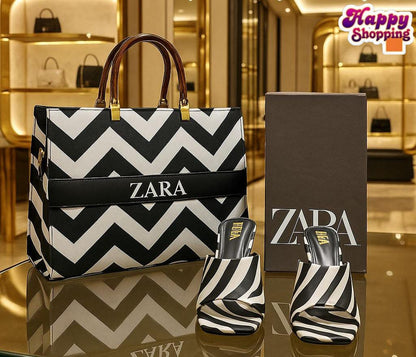 ZARA Zebra Triangle Heel+ ZARA Hand Bag