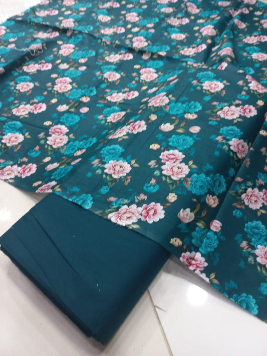Mix Brand 2 Pcs Printed Suit With Plain Trouser