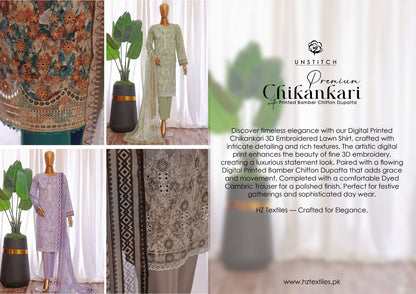 HZ PREMIUM CHIKANKARI WITH PRINTED BAMBER CHIFFON DUPATTA COLLECTION