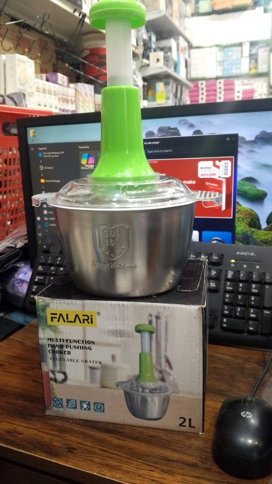 2L Multifunctional Manual Stainless Steel Push Chopper