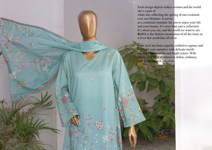 RAYA EXCLUSIVE MID SUMMER EMBROIDERED SLUB COTTON