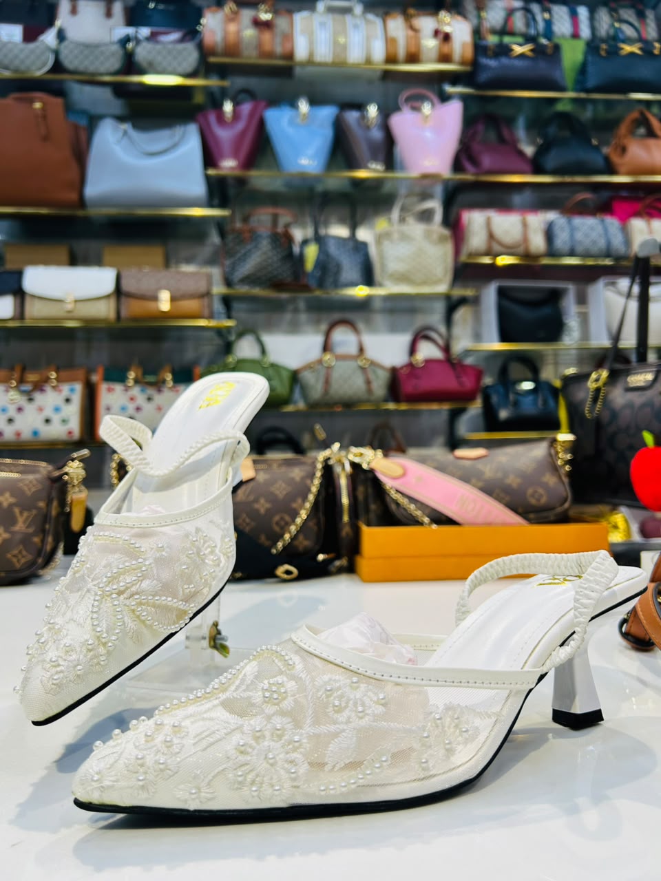 ZARA EMBROIDERY SLINGBACK HEELS