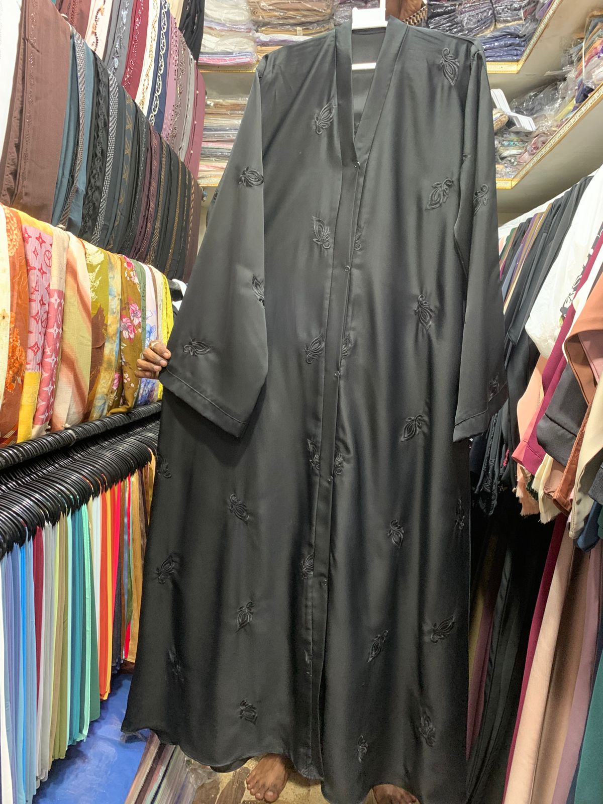 Front Sleeve Boti Embroided Front Open Abaya