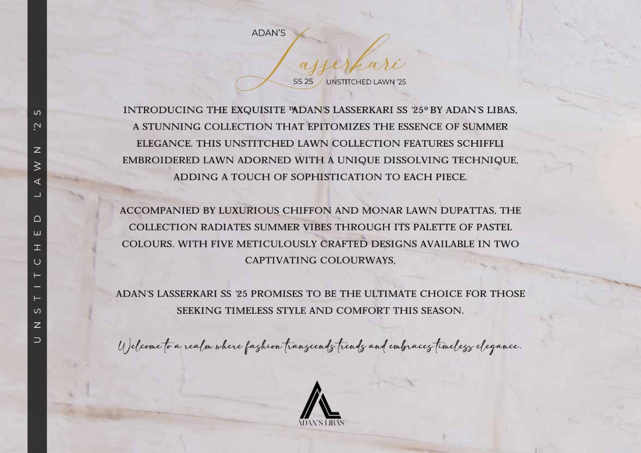 Adan's Lasserkari Unstitched Lawn'25