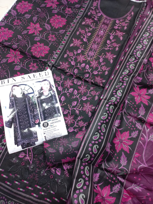 Bin Saeed Replica Embroidered 3 Pcs Suit