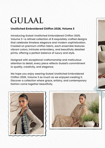 Gulaal Unstitched Embroidered Chiffon