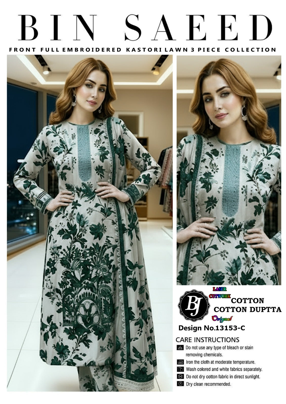 Bin Saeed Lawn Embroidered Collection BJ