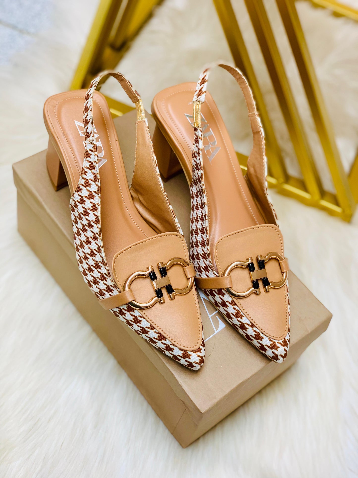 Zara Check Block Heel