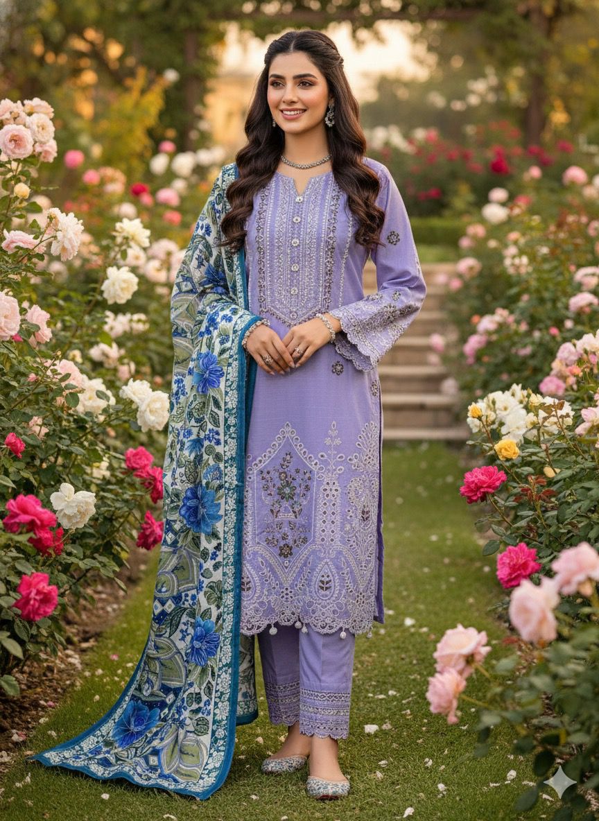 T.PARISHAY👑 Premium Embroidered 2 Piece Shirt Dupatta