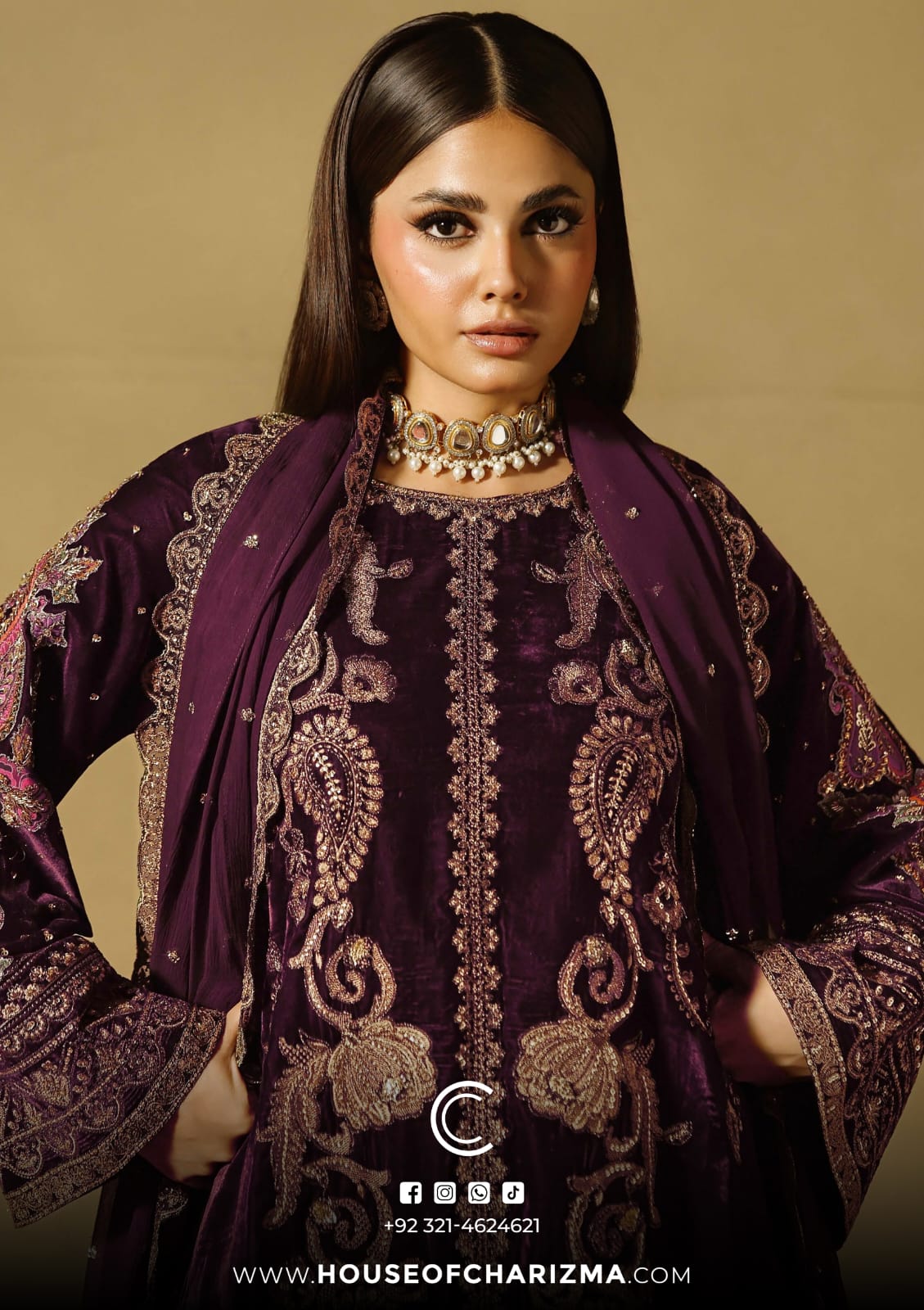 Charizma Signora Velvet Embroidered