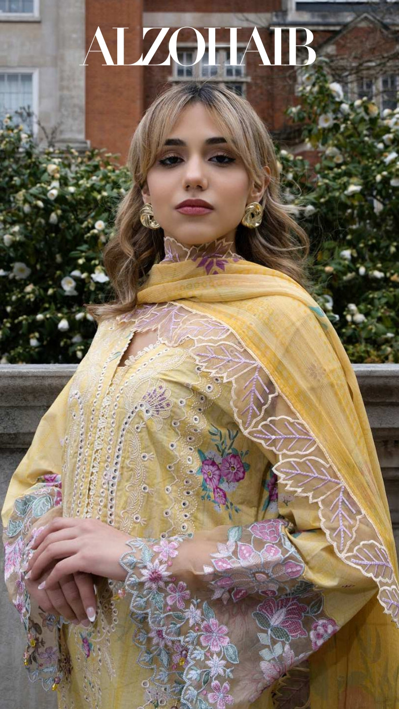 ALZOHAIB SUNSHINE BLOOM England Stories Embroidered Lawn