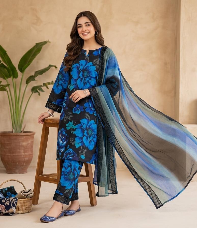 Printed Lawn With Chiffon Dupatta Collection