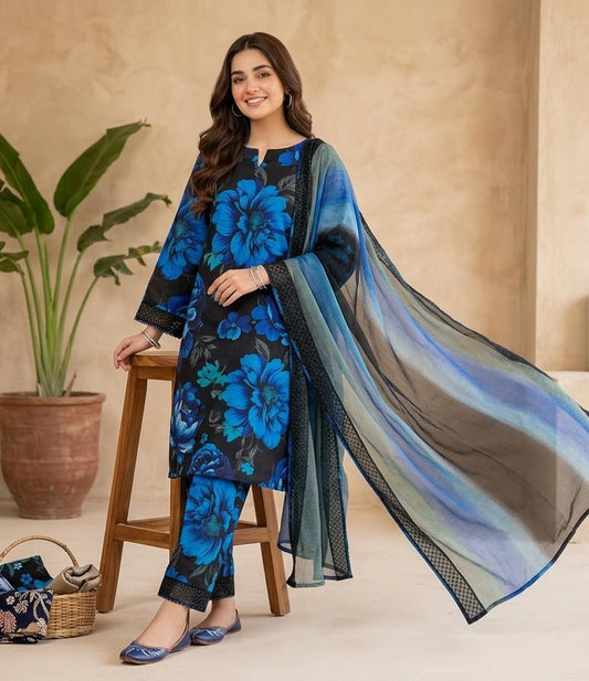 Printed Lawn With Chiffon Dupatta Collection