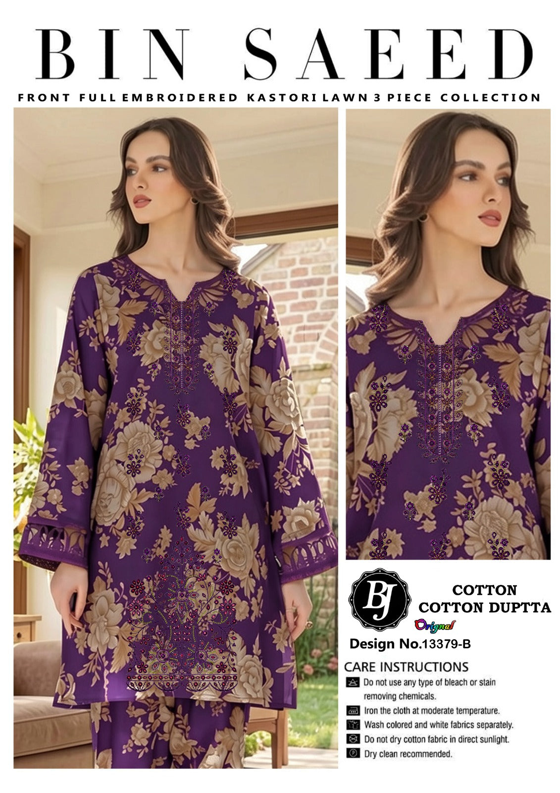 BJ Cotton With Lawn Dupatta