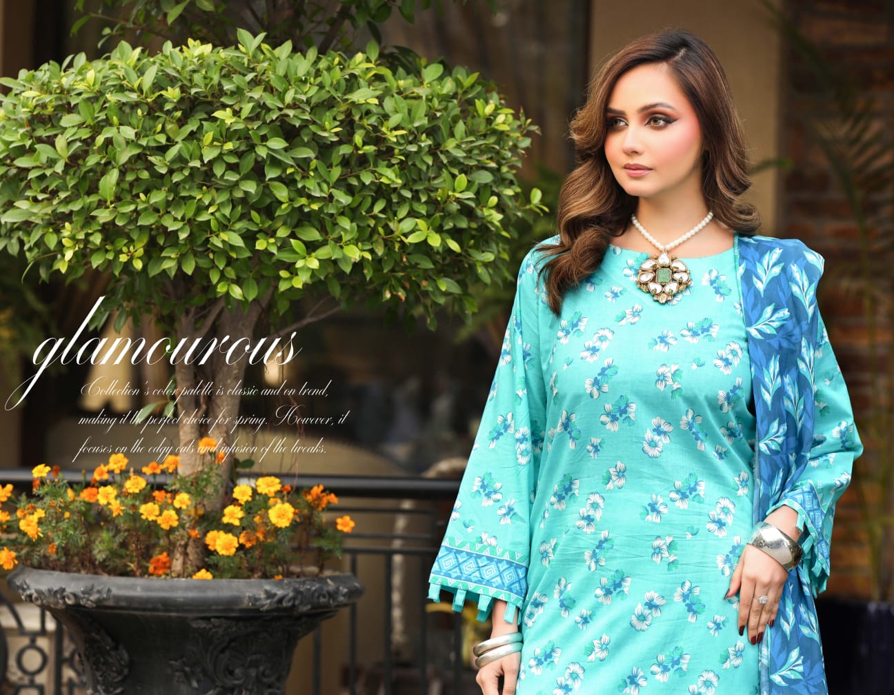 Bin Naeem DIGITAL PRINTED LAWN platinum