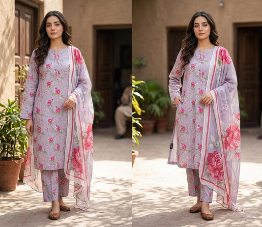 Printed Lawn With Chiffon Dupatta Collection