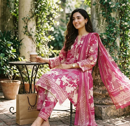 Printed Lawn With Chiffon Dupatta Collection