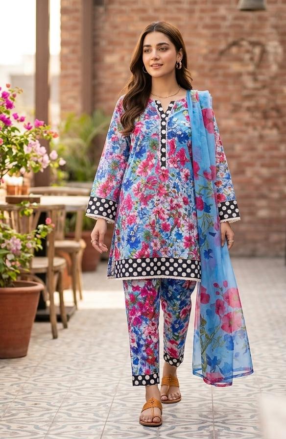 Printed Lawn With Chiffon Dupatta Collection