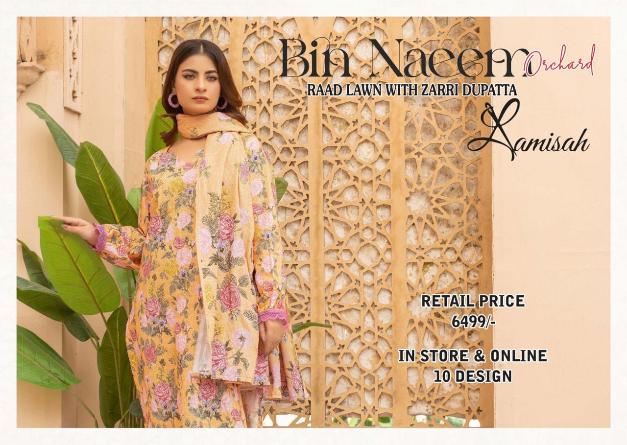 Bin Naeem Orchard Raad Lawn With Zari Dupatta