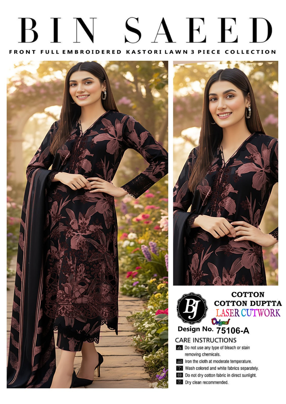 Bin Saeed Lawn Embroidered Collection BJ