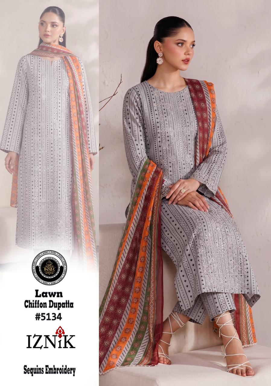K&R Lawn Shirt with Sequence Embroidery