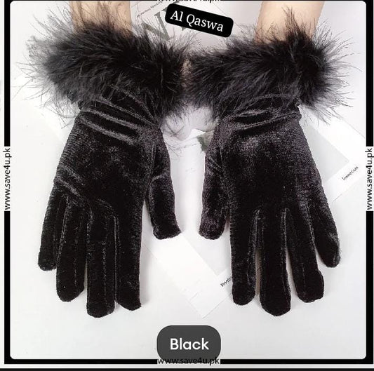 Velvet fur glove