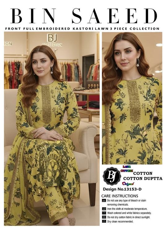 Bin Saeed Lawn Embroidered Collection BJ