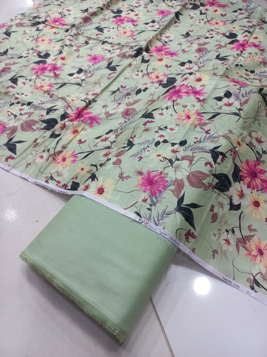 Mix Brand 2 Pcs Printed Suit With Plain Trouser