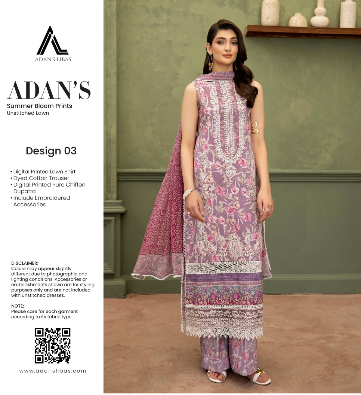 ADAN'S SUMMER BLOOM PRINTS UNSTITCHED LAWN