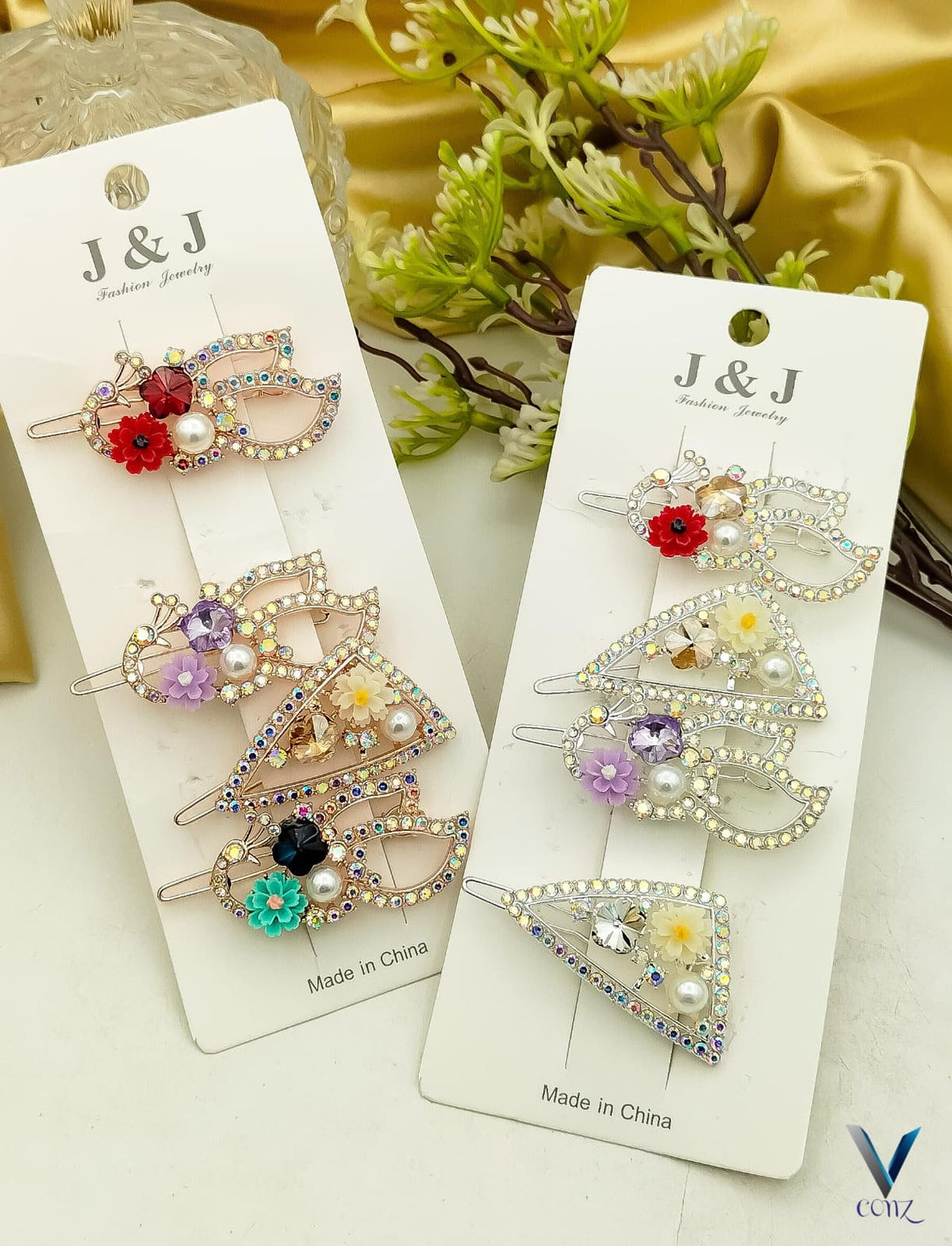 Fancy China Flowers hair pins