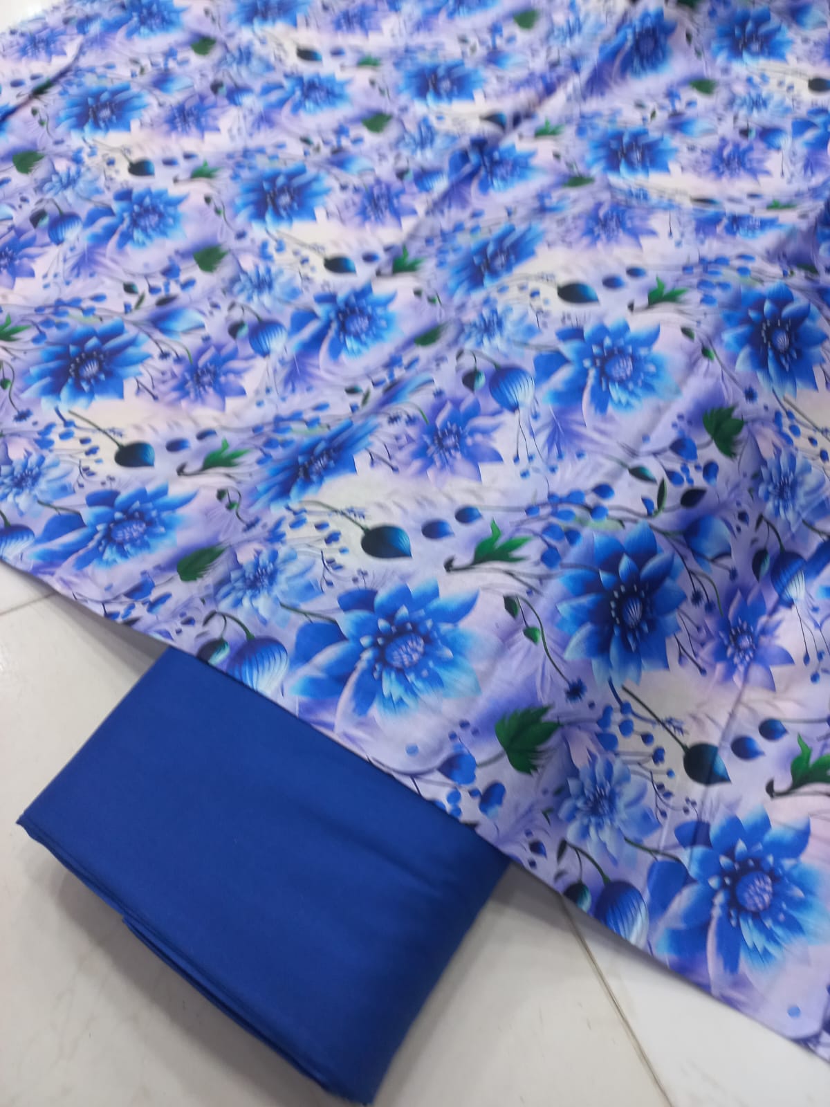 Mix Brand 2 Pcs Printed Suit With Plain Trouser