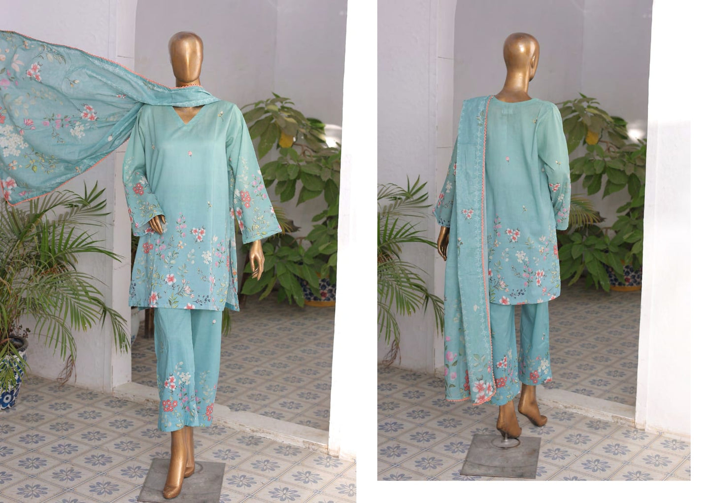 RAYA EXCLUSIVE MID SUMMER EMBROIDERED SLUB COTTON