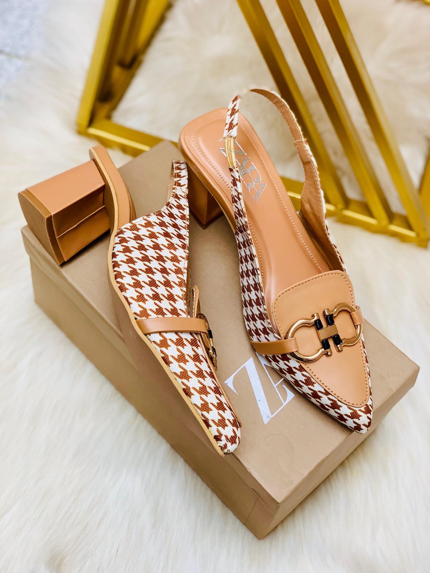 Zara Check Block Heel