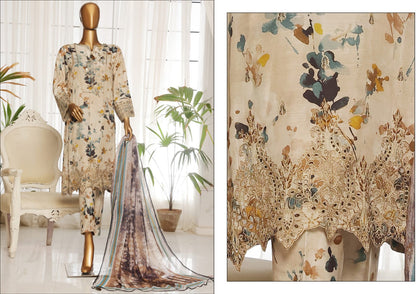 MAJESTIC Embroiderd Silk Festive Lawn