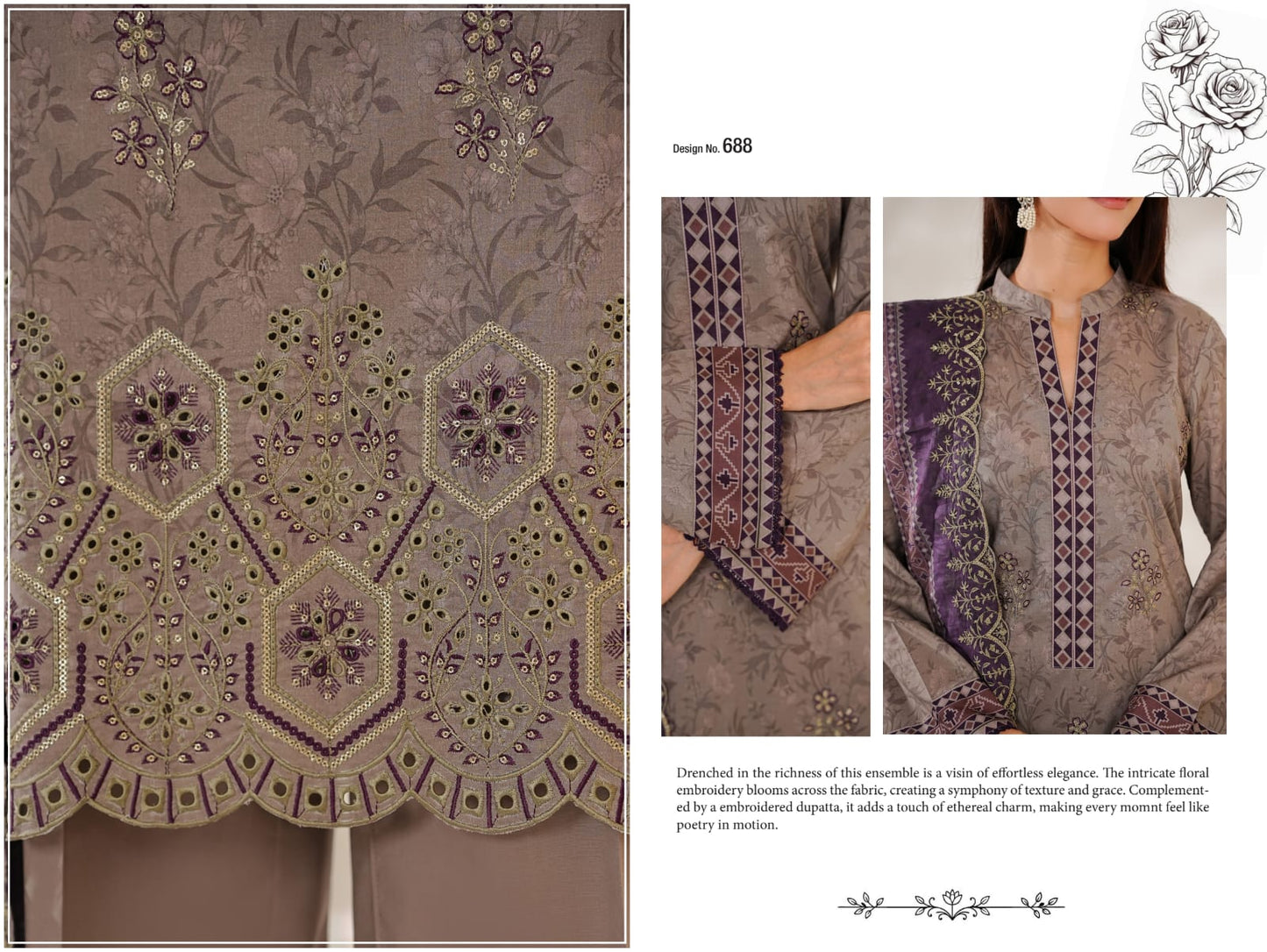 VS ZYNAH EMBROIDED CHIKANKARI COLLECTION