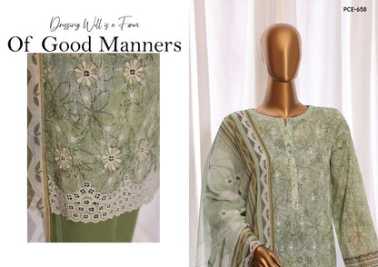 HZ PREMIUM CHIKANKARI WITH PRINTED BAMBER CHIFFON DUPATTA COLLECTION