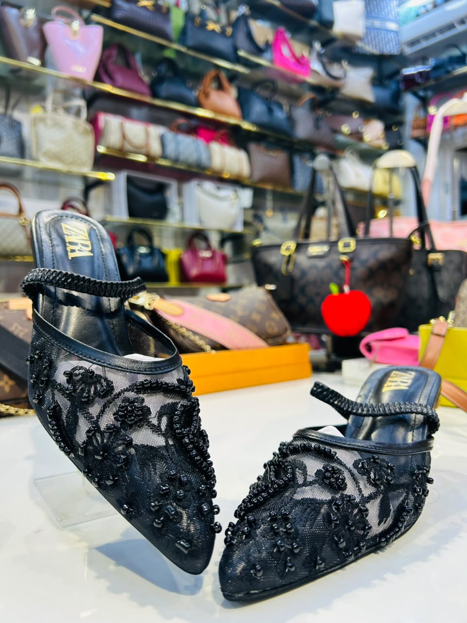 ZARA EMBROIDERY SLINGBACK HEELS