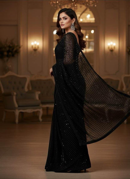 Azure Bridal Chiffon Saree