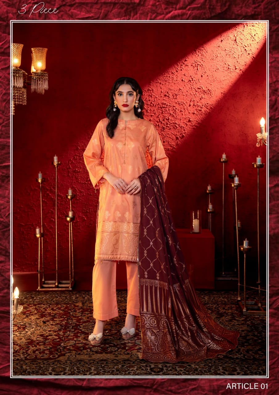 JACQUARD Premium Broshia Banarsi Jacquard Lawn Collection DROP-1